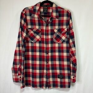 🪲 Line blue, red and tan cotton plaid flannel shirt